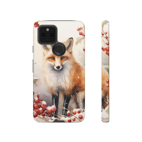 Christmas Fox in a Wreath of Red Berries - Impact Resistant Phone Case Google Pixel 5 5G Matte